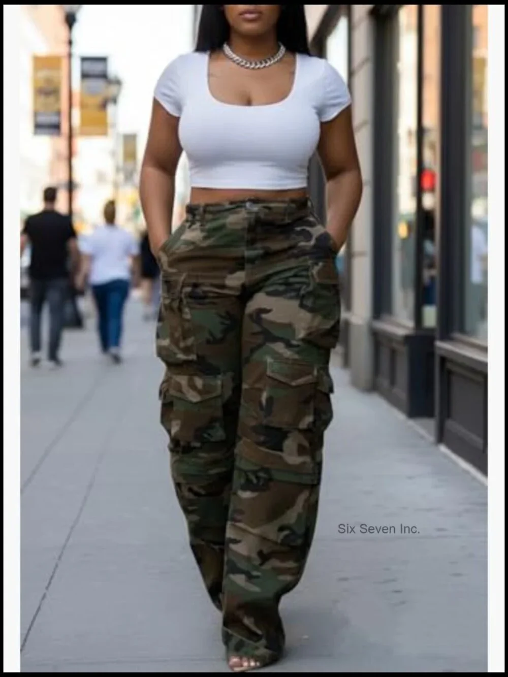 Baggy Cargo Jeans Wide Leg High Waisted Denim Pants Plus Size Camouflage Jean